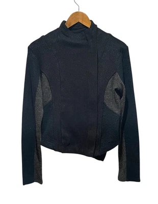 Chaqueta Miss Me Mujer Pequeña Negra Gris Tejida Cuello Embudo Suéter Moto MDJ095L Foto 1 de 4