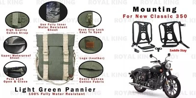 Sacoche et kit de montage vert clair pour Royal Enfield New Classic 350 - Photo 1/4