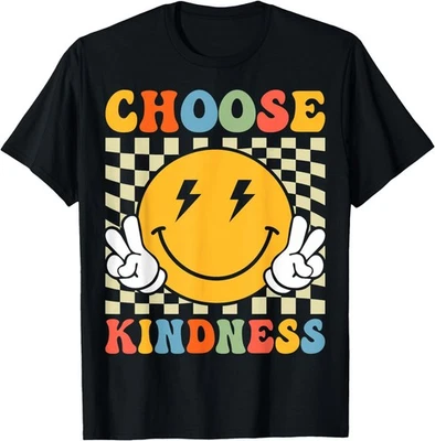 Choose Kindness Retro Groovy Be Kind Inspirational Adult Kid Tee ,Unisex Tee - Image 1 of 4