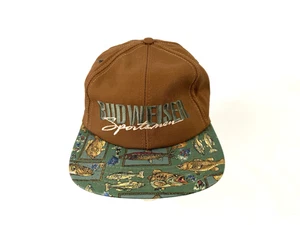 Cappello snapback vintage Budweiser sportivo marrone stampa pesce made in USA - Foto 1 di 12