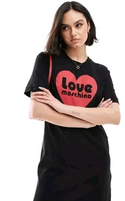 Love Moschino Heart Logo Shirt Dress - Black Red Size US 2 / XS S  - image 1 of 4