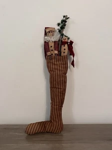 "Decoración de medias colgantes primitivas de 18""". Árbol muñeco de nieve de Santa. Casa de campo rústica - Imagen 1 de 8