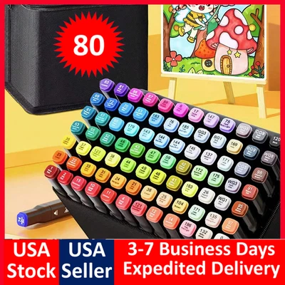 12/36/80 Colors Art Drawing Markers Set for Kids Adults Dual Tip Alcohol Markers - Image 1 of 4