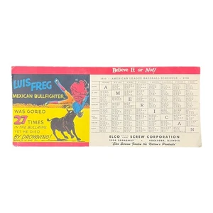 Vtg 1950 American League Baseball Schedule Ripley Believe it or Not Ink Blotter - Picture 1 of 4