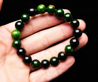 Pulsera de cuentas redondas de piedras preciosas de Sudáfrica de 10 mm de Sugilite verde natural Foto 1 de 4