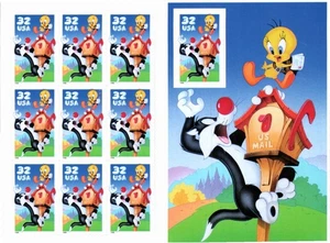 Scott#: 3204 Sylvester & Tweety Bird Pane of 10x32¢ 1998 Stamps - Lot 10 - Picture 1 of 2