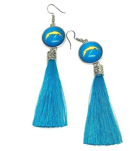 Los Angeles Chargers Football Tassel Fish hook Dangle Earrings FREE SHIPPING Cover