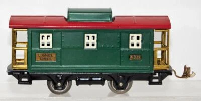 Lionel Trains Prewar Caboose Pro repaint red & green CHRISTMAS tinplate O 807 - Image 1 of 4