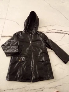 Zara Kids Raincoat 11-12 hooded shiny black jacket - Picture 1 of 4