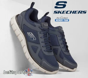 SKECHERS MENS SHOES NAVY WALKING MEMORY FOAM SOFT SKETCHERS TRAINER BLUE 8 9 10 - Picture 1 of 17