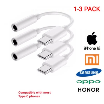Adaptador USB-C tipo C de 1-3 piezas a auriculares con conector auxiliar de 3,5 mm para Samsung para iPhone16 Foto 1 de 4