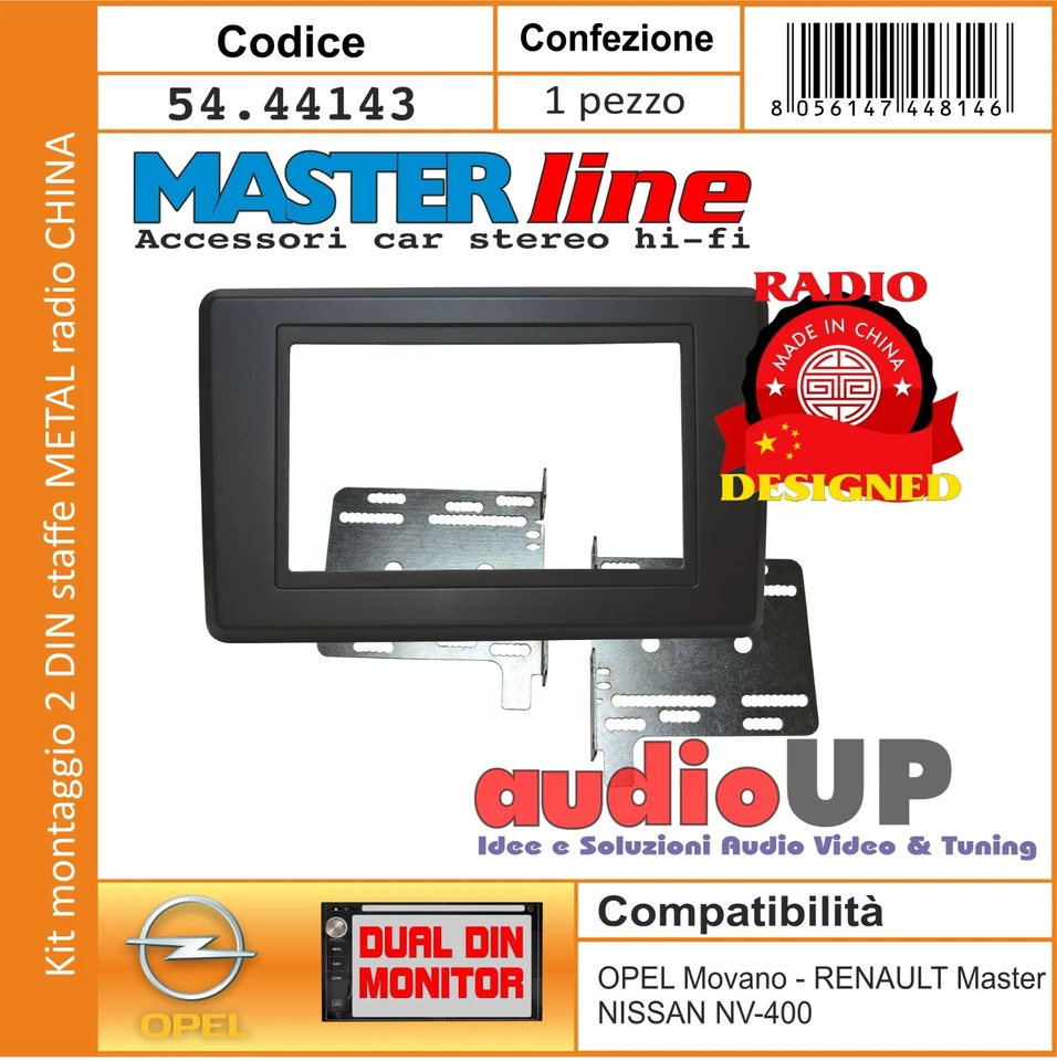 MASCHERINA RADIO 2 DIN OPEL MOVANO DAL 2019 IN POI STAFFE + CORNICE RADIO CINESI - Immagine 1 di 4