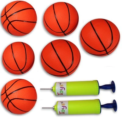 6 Pack Inflatable Magic Shot Pro Mini Hoop Basketballs with Pump (5 Inch Balls)