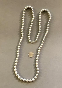 "Collar largo de 32"" con broche de pez filigrana de oro amarillo de 14K Akoya 7 ~ 7,5 mm" - Imagen 1 de 6