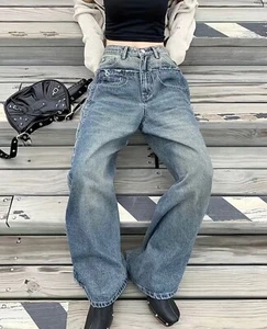 Women Y2K Retro Jeans Size 2XL Blue High Rise Straight Leg Washed Denim Stretch - Picture 1 of 15