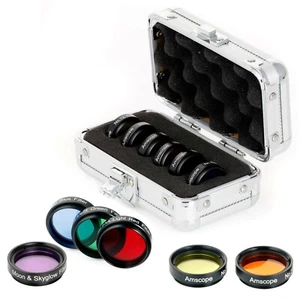 AmScope Lunar & Planetary 6-Piece 1.25" Telescope Filter Set with Aluminum Case - Picture 1 of 7