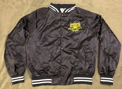 Plug Your Holes “Do Or Die” Jacket M Blue Nylon Lion Roaring Tiger Face Retro - Image 1 of 4