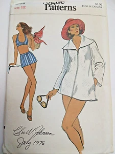 Bathing Suit Bra Top Shorts Coverup Top 12 VOGUE 9188 Sewing Pattern UC VTG 70s - Picture 1 of 8