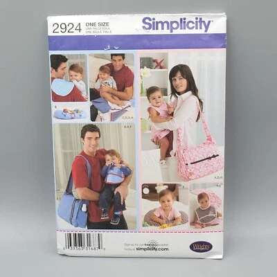 SIMPLICITY 2924 BABY DIAPER BAGS ACCESSORIES BIB PILLOW PATTERN UNCUT - Image 1 of 3