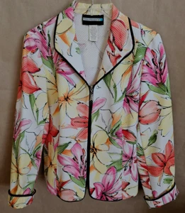 REQUIREMENTS WOMENS BLAZER W/ ZIPPER COLORFUL FLOWERS MULTI COLORS SIZE 12 #4470 - Picture 1 of 11