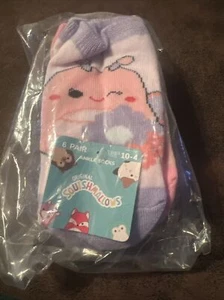 Squishmallows Kids Ankle Socks 6Pair Fits Youth Shoe Size 10-4 Sock Size 7-9 NWT - Picture 1 of 6