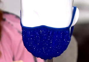 Juego Diamonique de 2 Tonos Joya Cubiertas Faciales Brillantes y Sólidas Azul NUEVO EN PAQUETE Máscara - Imagen 1 de 4