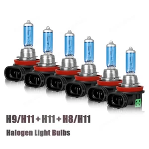 H9 H11 H11 Combo Halogen Headlight High&Low Beam Fog Light Bulbs 4200K White - Picture 1 of 12