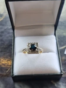 Art Deco Sapphire & Diamond Ring 18ct Yellow Gold Hallmarked Gorgeous ☆☆SALE ON☆ - Picture 1 of 3