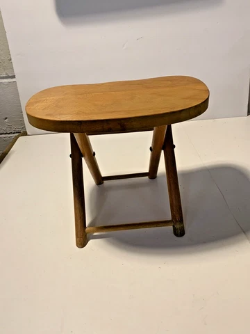 VTG MCM Nevco Wood Fold'n Carry Stool/Plant Stand/Milking/CAMP Stool Yugoslavia Cover