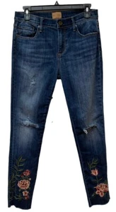 Driftwood Damen 28 Jackie Floral Embroidered Blue Jeans Raw Hem Classic Fit - Bild 1 von 8