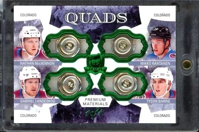 2017-18 The Cup Quads Buttons RAREST #’d 1/1 MacKinnon/Rantanen/Landeskog/Barrie - Image 1 of 3