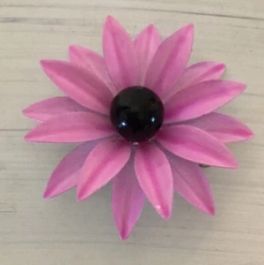 Vintage Metal Pink Black-Eyed Susan Pin Pink with Black Center 2" - Picture 1 of 1