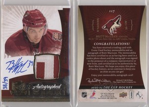 2010 Upper Deck The Cup Gold Rainbow /39 Brett MacLean RPA Rookie Patch Auto RC