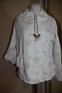 Weird Fish Sweatshirt Fleece Top 12 Ivory Beige Floral Pockets Cowl Neck Toggle - Picture 1 of 14