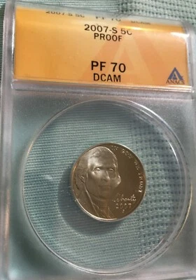2007 S 5C Jefferson Nickel, ANACS 70DCAM - Image 1 of 2