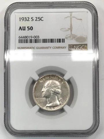 1932 S Silver Washington Quarter NGC AU-50 Cover