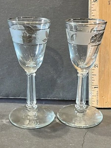 MCM Libbey Glass Silver Leaf Aperitif Glasses Set Of Two Great Condition - Picture 1 of 6