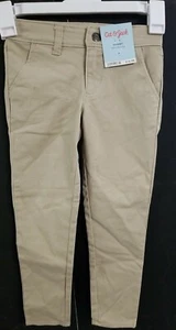🌰 Cat & Jack Skinny Adjustable Waist Girls Size 4 Khaki / Tan NEW - Picture 1 of 2