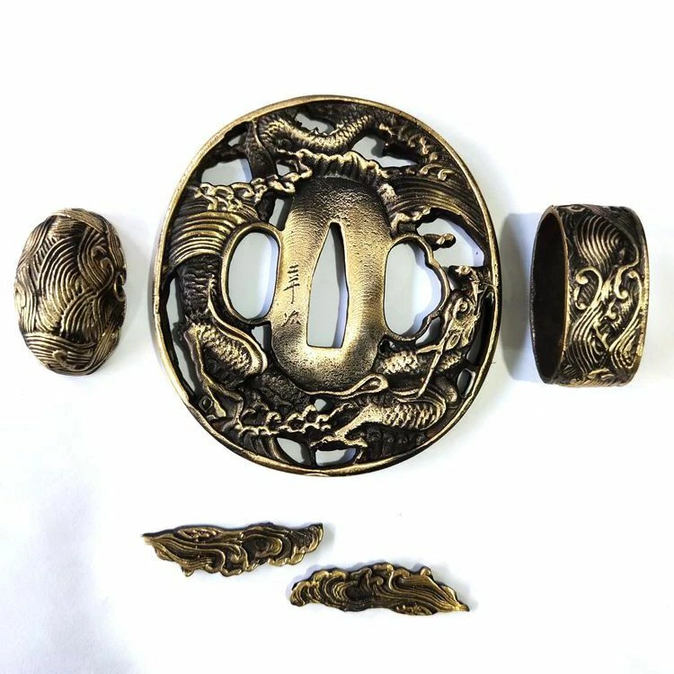 鉄製金箔装飾鍔 黄铜古董日本刀镡| eBay