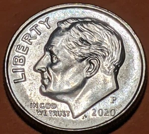 2020 P Roosevelt Dime Error FB Retained Die Break Delam Multiple Chips RR Collar - Picture 1 of 12
