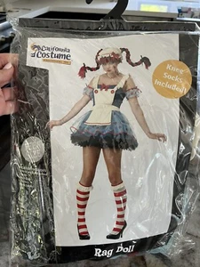 California Costume Teen Size Rag Doll dress cap sleeves socks size 3-5 d4 - Picture 1 of 4
