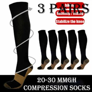 Compression Socks For Women And Men Circulation Black Diabetic Socks Calf - Picture 1 of 15