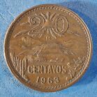 Mexico 20 Centavos Coin, 1963 Teotihuacan, Bronze 10g, KM#440, VF, #1027