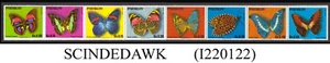 PARAGUAY - 1976 BUTTERFLIES BUTTERFLY MOTHS - 8V STRIP SE-TENANT MNH - Picture 1 of 1