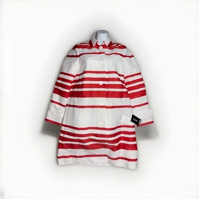 Trench coat clásico WORTH New York para mujer rojo y blanco mezcla de algodón talla S Foto 1 de 4