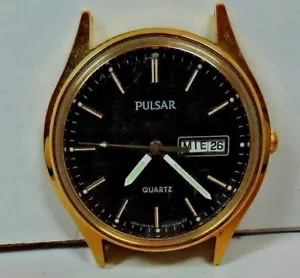 Nuevo de lote antiguo Pulsar Day Fecha Oro Amarillo Acero Inoxidable Reloj de pulsera para hombre #A5 - Imagen 1 de 2