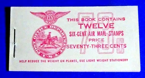 US BK C3 AIRMAIL PLANE (6c) 73c COMPLETE BOOKLET SC# C25a WET (4) MNH/OG #1 - Picture 1 of 3