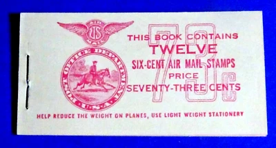 US BK C3 AIRMAIL PLANE (6c) 73c COMPLETE BOOKLET SC# C25a WET (4) MNH/OG #1 - Image 1 of 3