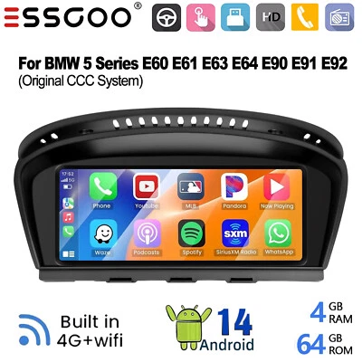 8.8" CarPlay Android 14 Car Stereo GPS Navi WIFI for BMW 3 5 Series E60 E61 CCC - Image 1 of 4