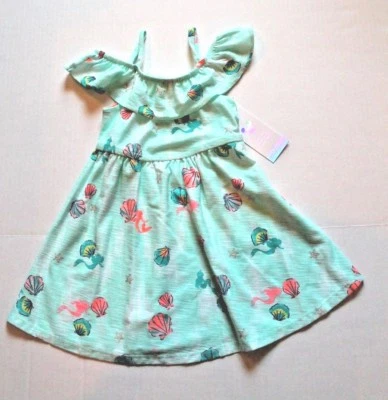 Disney Jumping Beans Little Mermaid Ariel Shells Aqua Knit Dress Toddler Girl 2T - Image 1 of 2
